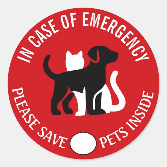 Rond SAVE YOUR PET IN CASE OF EMERGENCY!   Sticker (Devant)