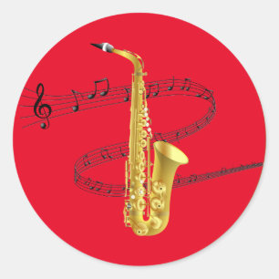 Rond Saxophone Music Classic Round Sticker