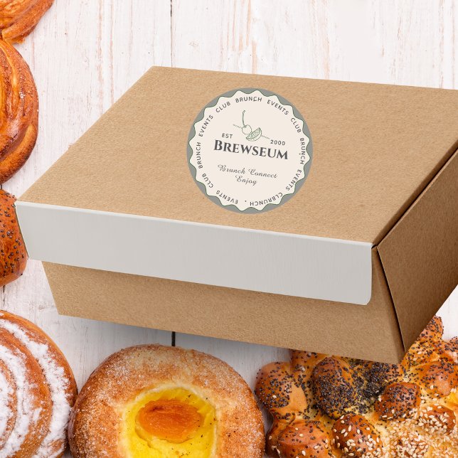 Rond Scandinavian Style Minimal Café Resto Logo Sticker (Créateur téléchargé)