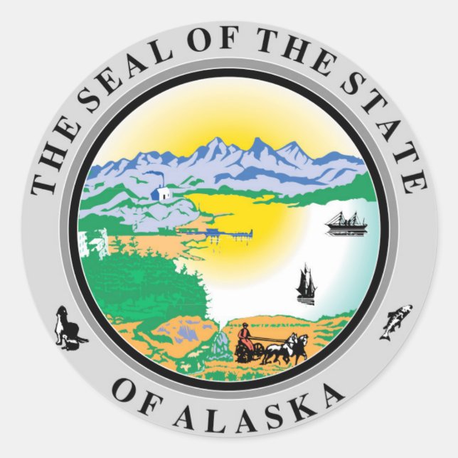 Rond Sceau de l'Alaska State USA Round Sticker (Devant)