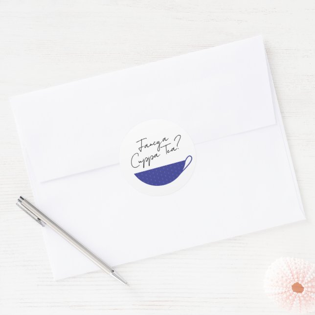 Rond Sceau d'enveloppe bleu Teacup / Sticker (Enveloppe)