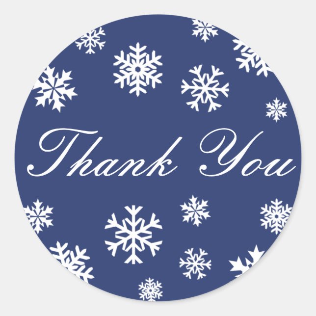 Rond Sceau d'enveloppe Sticker Merci Snowflakes (Devant)