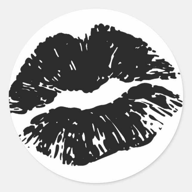Rond Scellé Avec Un Sticker Baiser Noir Lip Imprimer Ba (Devant)