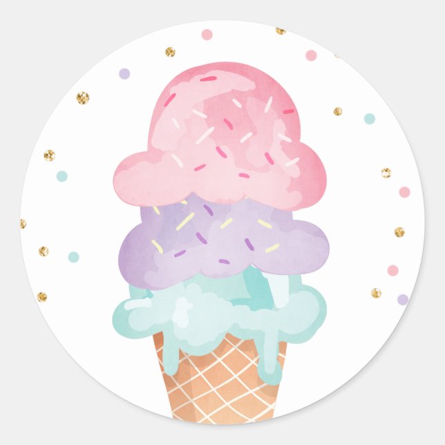 Rond Scellé d'enveloppe d'anniversaire de glace Sticker (Devant)