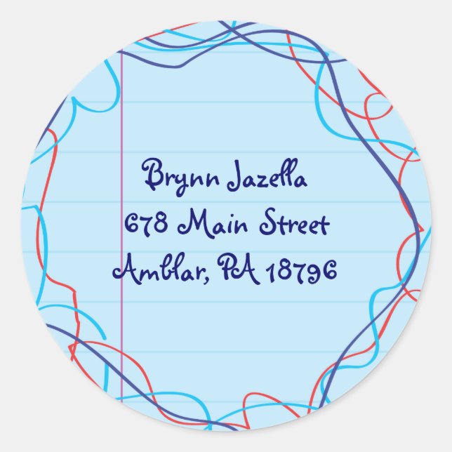 Rond SCRIBBLES sur NOTEPAPER Retourner Adresse Sticker (Devant)