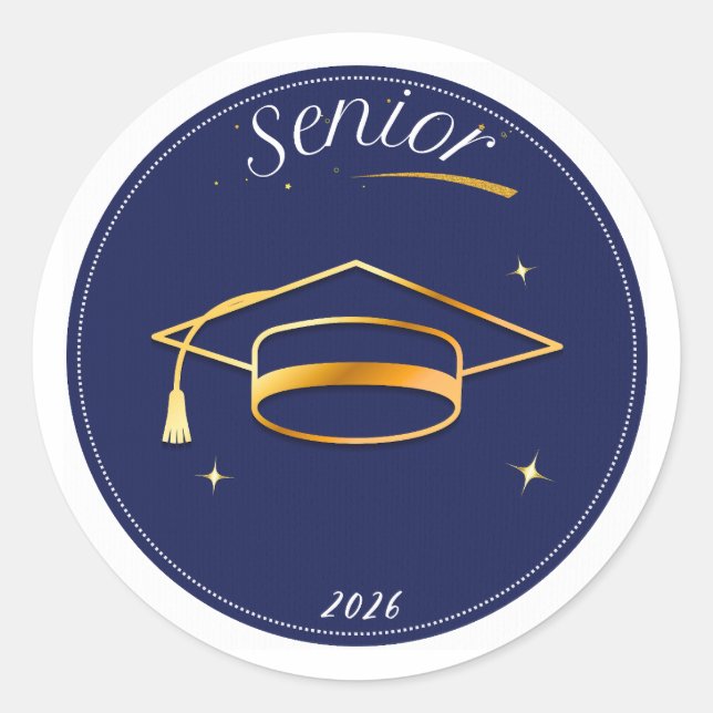 Rond Senior Class of 2026 Graduation Cap Round Sticker  (Devant)