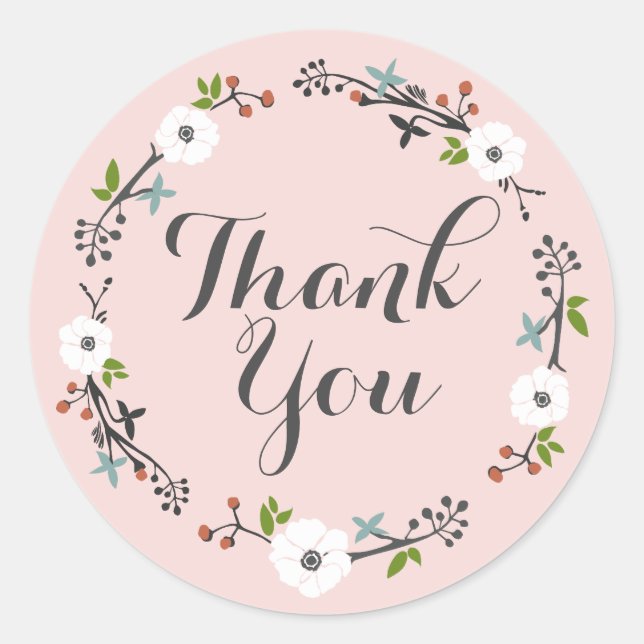 Rond Serre de fleur rose | Merci Sticker (Devant)