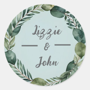 Rond Serrure Eucalyptus personnalisée, Sticker Favor de
