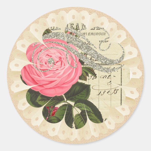 Rond Shabbychic Burlap and Lace Sticker (Devant)