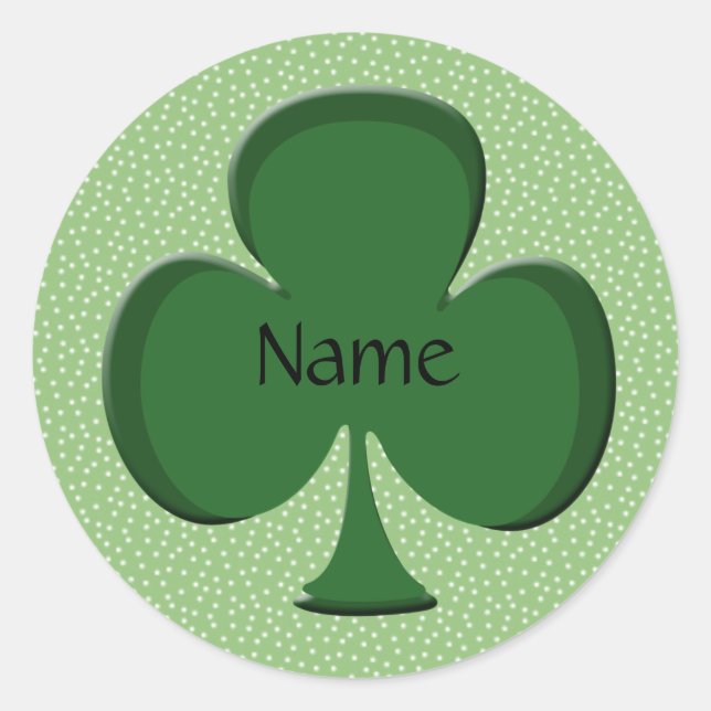 Rond Shamrock Nom Sticker Modèle - Irish Green (Devant)