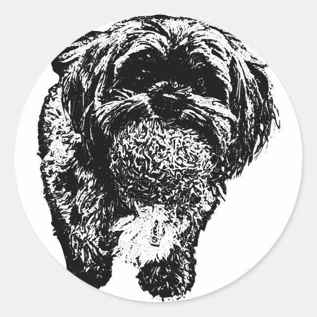 Rond  Shih Tzu Ball Time | Minimalist Dog Sticker (Devant)