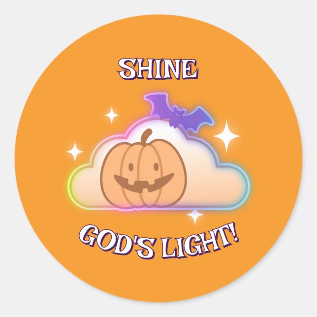 Rond Shine God’s Light Chrétien Sticker d’Halloween (Devant)