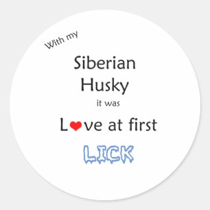 Rond Sibérie Husky Love at First Lick - Sticker