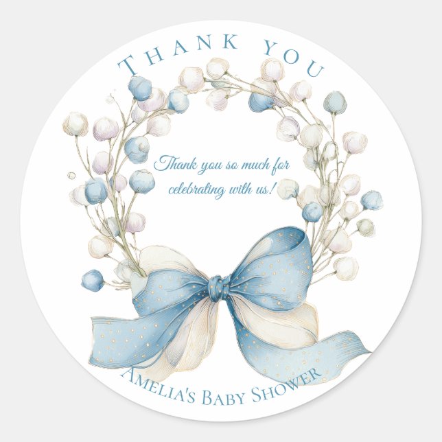 Rond Silly Goose Blue Floral Round Favor Sticker (Devant)