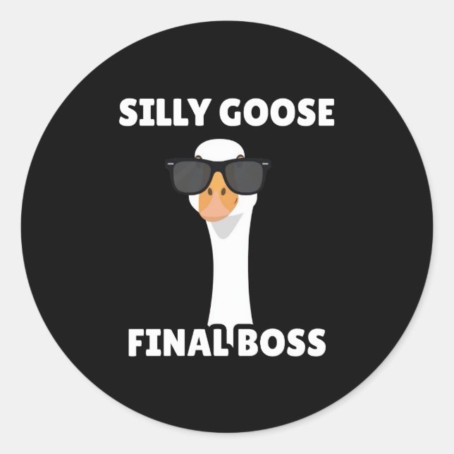 Rond Silly Goose Funny Black Sticker (Devant)