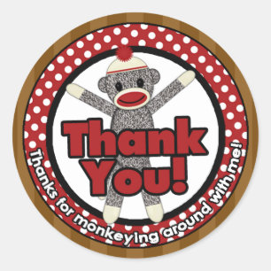 Rond Silly SOCK MONKEY Anniversaire Round sticker SMR #