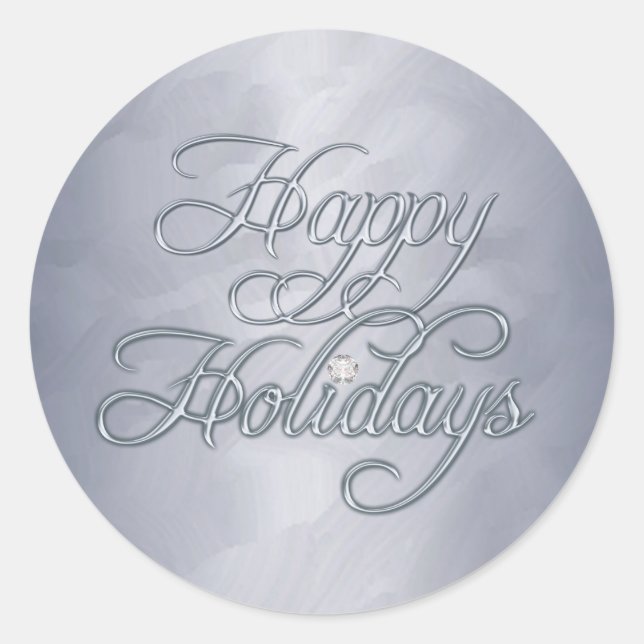 Rond Silver Foil Happy Holidays Diamond Sticker (Devant)