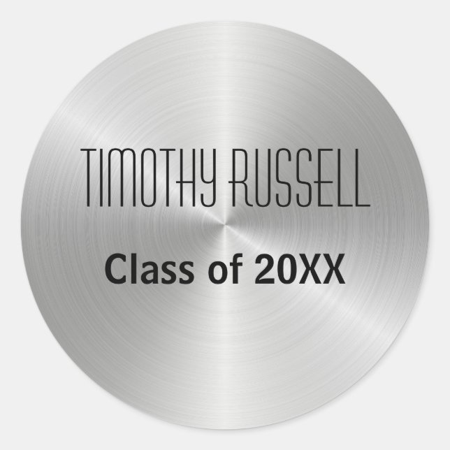 Rond Silver Metal Shine - Sticker Graduation (Devant)