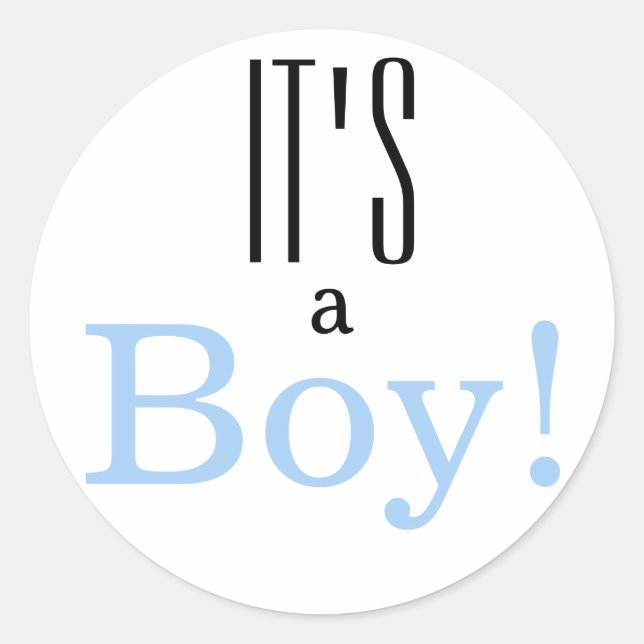 Rond Simple C'est un garçon ! Sticker baby shower (Devant)