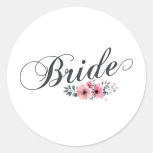 Rond Simple et élégant mariée rose floral   Sticker