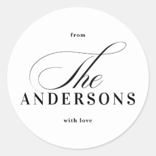 Rond Simple Nom de famille Sticker Noël