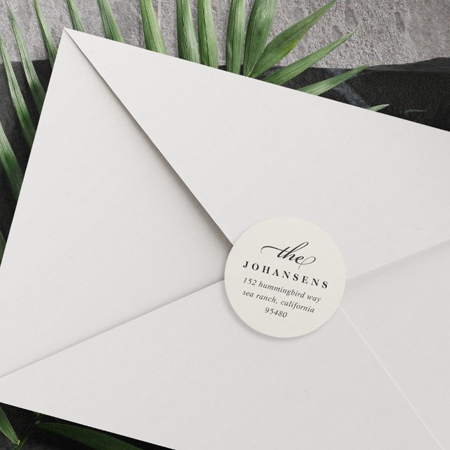 Rond Simplicité - Sticker d'adresse de retour | Crème (Créateur téléchargé)