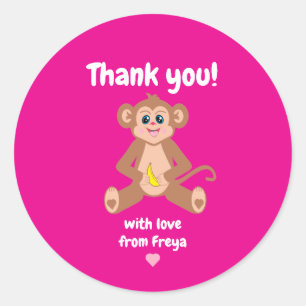 Rond Singe sur Sticker rose