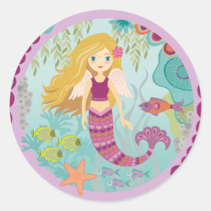Rond Sirène sous la mer Anniversaire Fête Favor Sticker