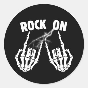 Rond Skeleton Hands Rock Sur Sticker