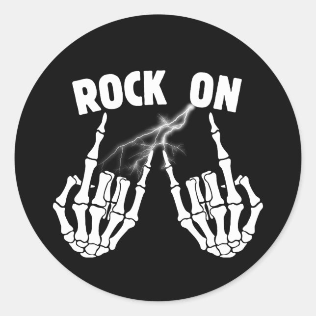 Rond Skeleton Hands Rock Sur Sticker (Devant)