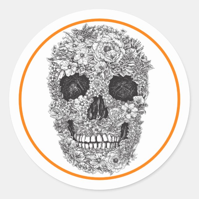 ROND SKULL HALLOWEEN DAY OF THE DEAD STICKER (Devant)