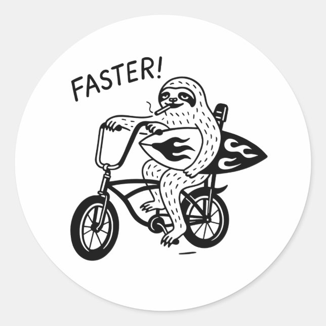 Rond Sloth Surf Lowrider Funny Sticker (Devant)