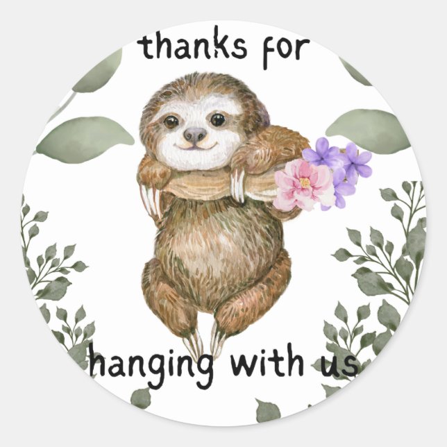 Rond Sloth Theme Merci pour Hanging with Us Sticker (Devant)