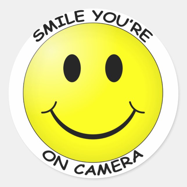 Rond Smile You're On Camera Round Sticker (Devant)