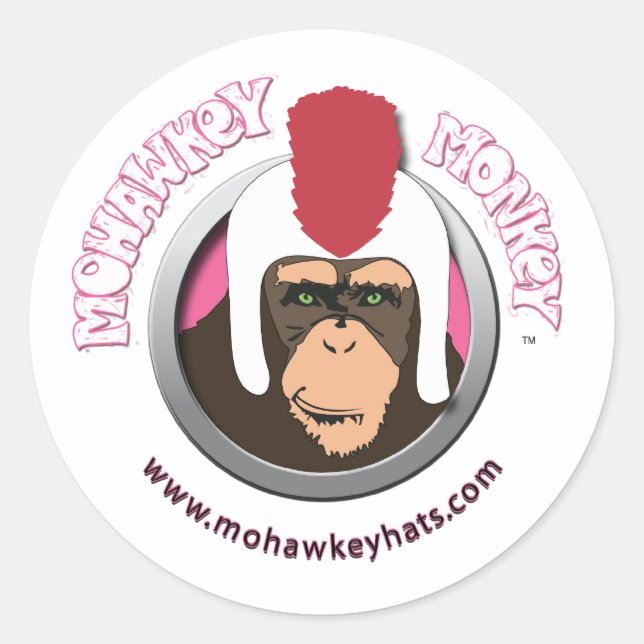Rond Smirkey Mohawkey Monkey sticker (Devant)