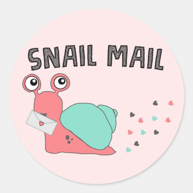 Rond Snail Mail Sticker - poussière de coeur! (Devant)