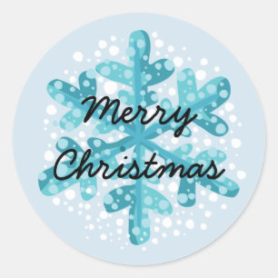 Rond Snowflake Joyeux Sticker de Noël Style 1