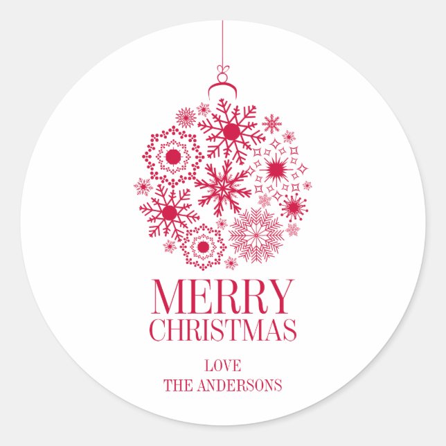 Rond Snowflake Orament Joyeux Sticker de Noël (Devant)