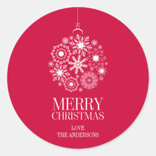 Rond Snowflake Orament Joyeux Sticker de Noël