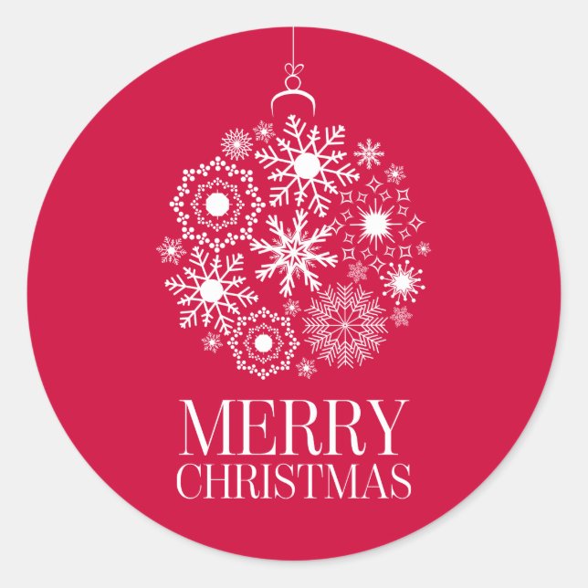 Rond Snowflake Orament Joyeux Sticker de Noël (Devant)