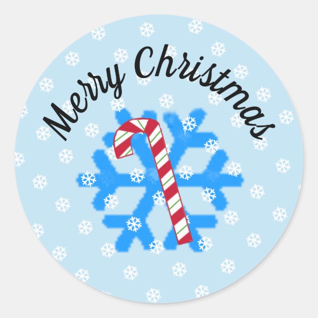 Rond Snowflakes et Sucre de canne Classic Round Sticker (Devant)