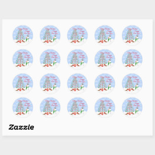 Rond Snowman Robins Sticker Classic Round