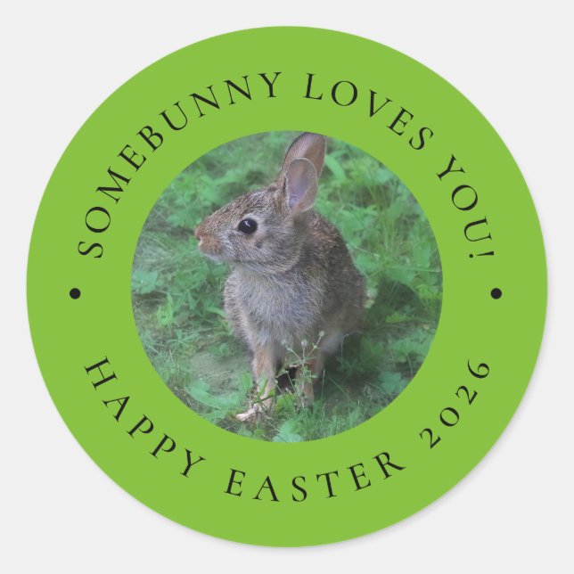 Rond SomeBunny Loves You Valentine's Day Easter Sticker (Devant)