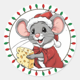 Rond Souris de Noël obtient Sticker au fromage