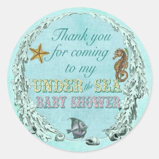 Rond Sous le Sticker en Merci de Baby shower de mer