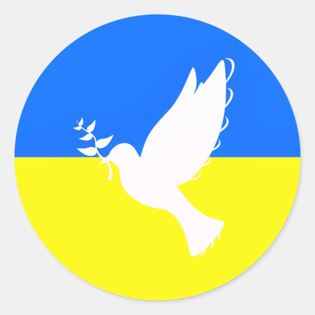 Rond Soutenez l'Ukraine Sticker Peace Dove - Liberté (Devant)