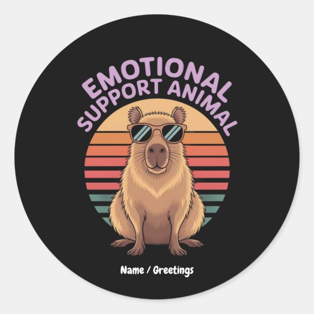 Rond Soutien émotionnel drôle Sticker animal Capybara (Devant)