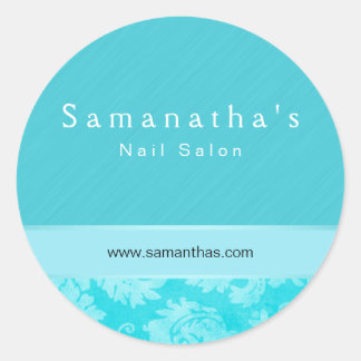 Rond Spa de salon damask floral sticker bleu