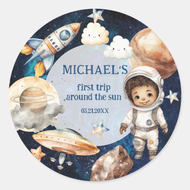 Rond Space Galaxy Premier voyage autour du Sticker Sole (Devant)