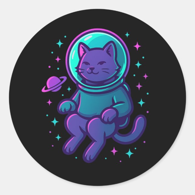 Rond Space Kitty 2099 – Astronaut Cat Sticker (Devant)